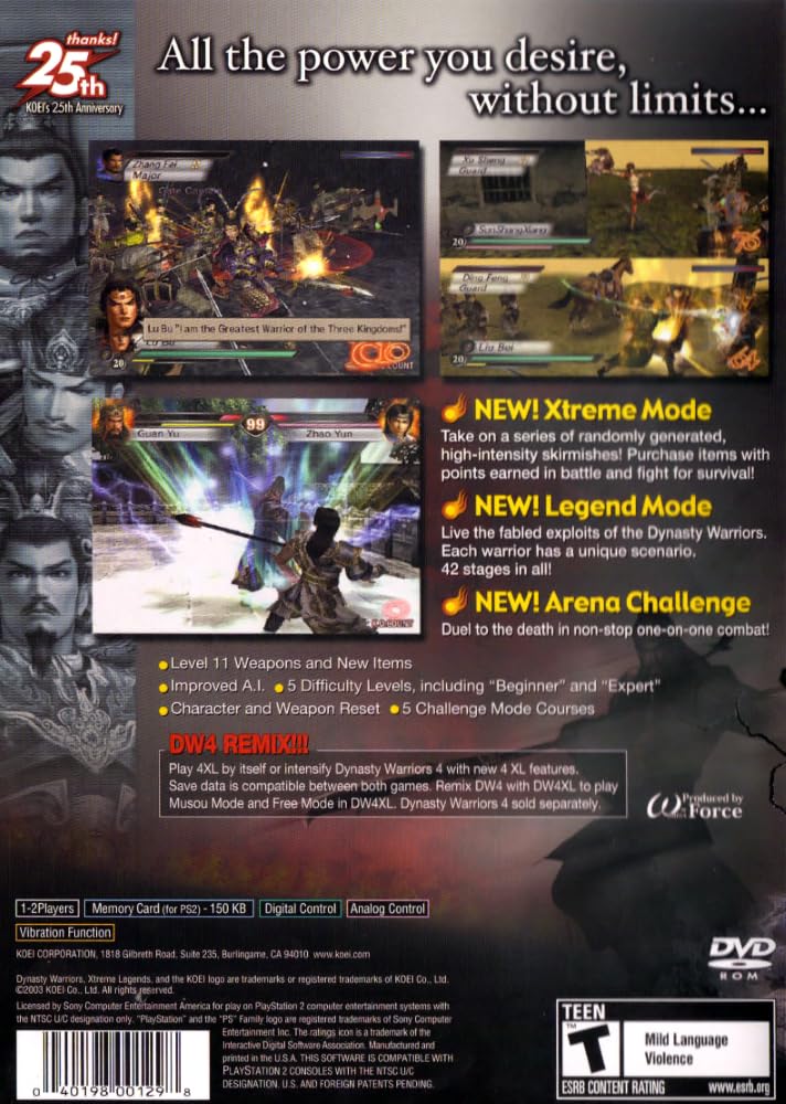 Amazon.com: Dynasty Warriors 4 Xtreme Legends (Renewed) : Video Games